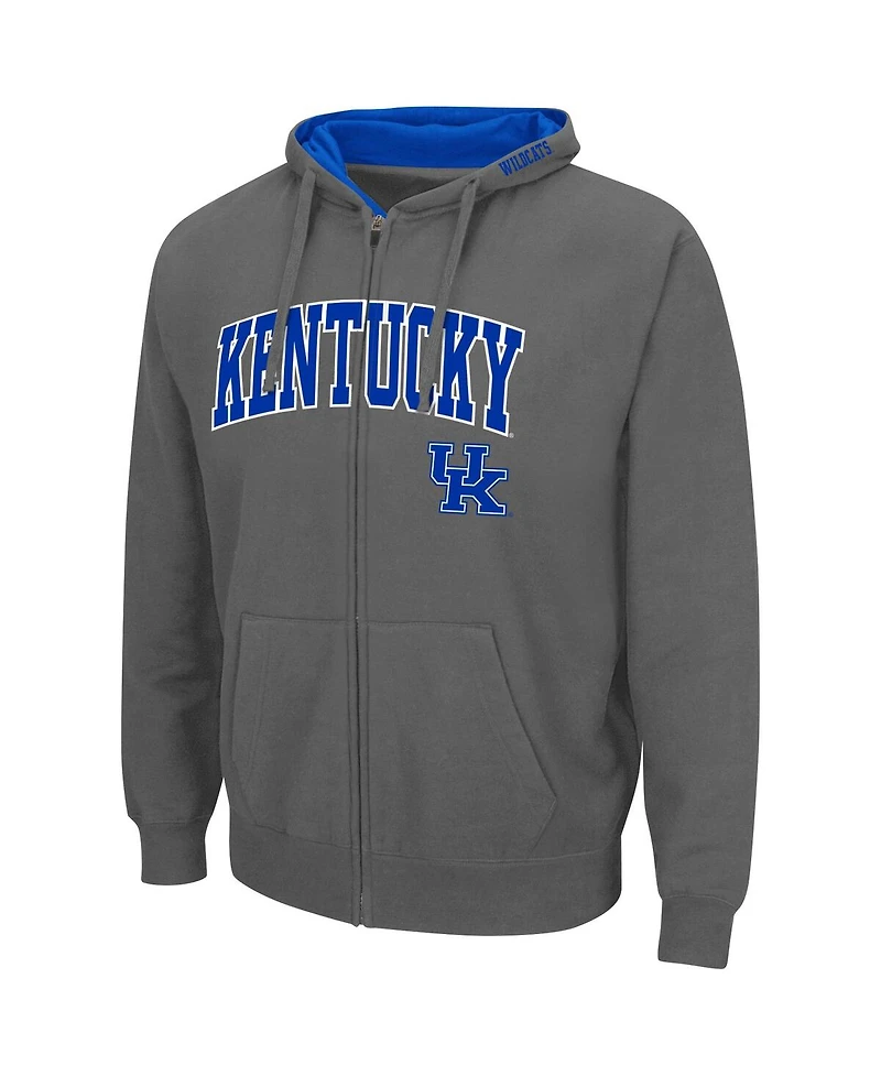 Men's Colosseum Charcoal Kentucky Wildcats Arch & Team Logo 3.0 Full-Zip Hoodie