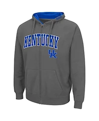 Men's Colosseum Charcoal Kentucky Wildcats Arch & Team Logo 3.0 Full-Zip Hoodie