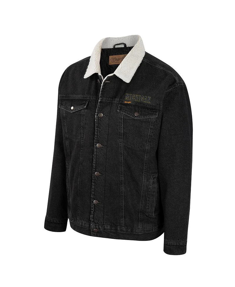Men's Colosseum x Wrangler Charcoal Michigan Wolverines Western Button-Up Denim Jacket