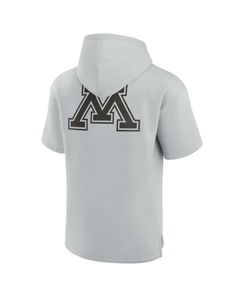 Men's and Women's Fanatics Signature Gray Minnesota Golden Gophers Super Soft Fleece Short Sleeve Pullover Hoodie
