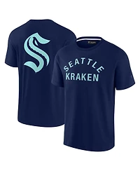 Men's and Women's Fanatics Signature Deep Sea Blue Seattle Kraken Super Soft Short Sleeve T-shirt
