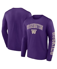 Men's Fanatics Purple Washington Huskies Distressed Arch Over Logo Long Sleeve T-shirt
