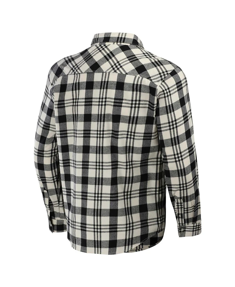 Men's Darius Rucker Collection by Fanatics Black, Natural Oregon Ducks Plaid Flannel Long Sleeve Button-Up Shirt