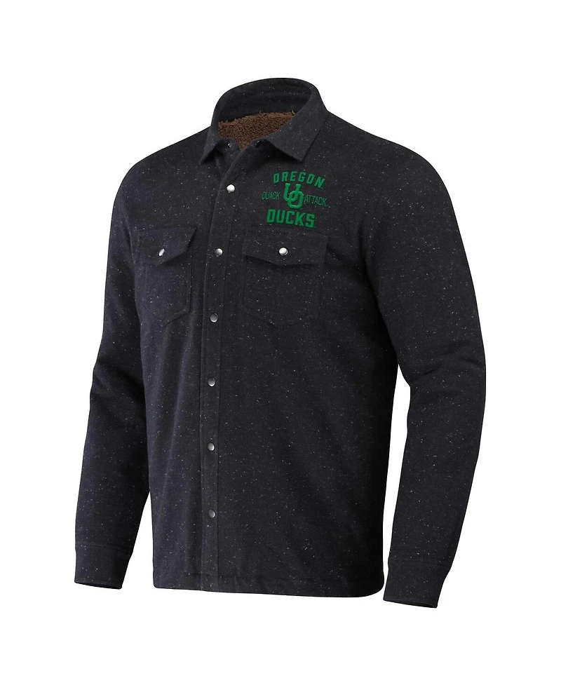 Men's Darius Rucker Collection by Fanatics Heather Charcoal Oregon Ducks Sherpa-Lined Full-Snap Shacket