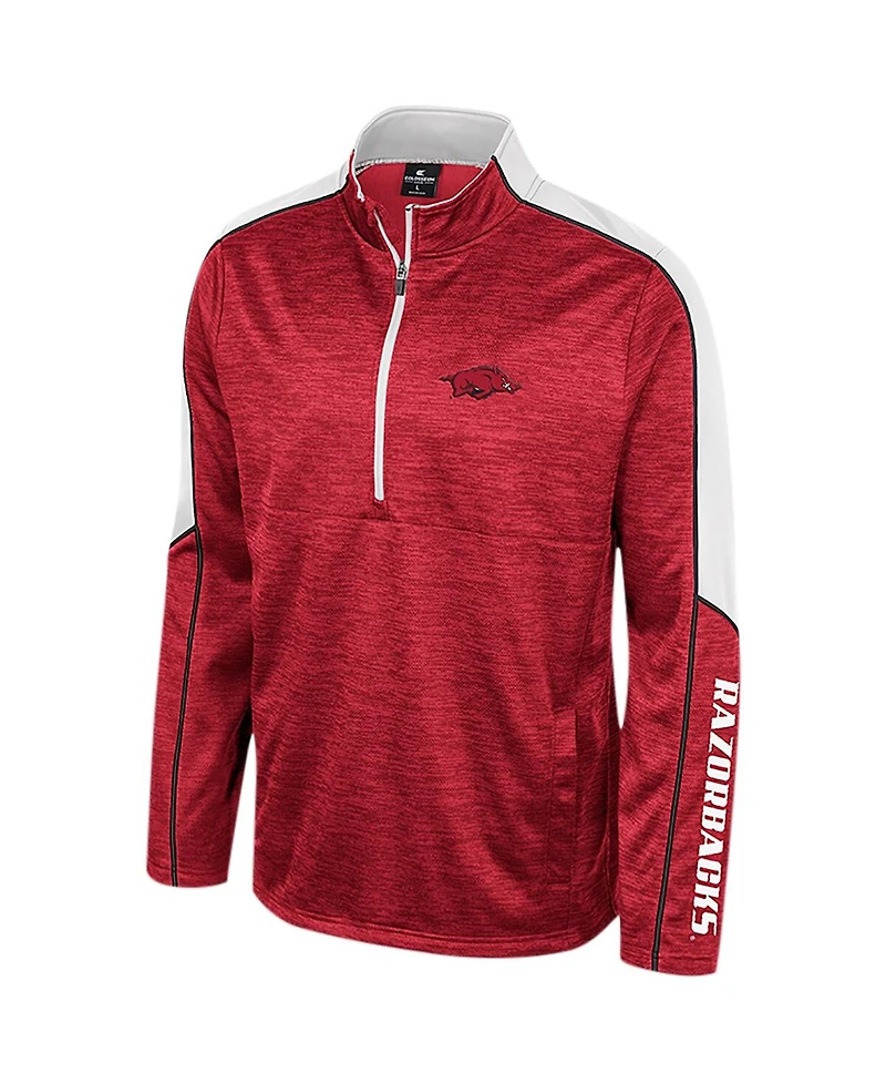Men's Colosseum Cardinal Arkansas Razorbacks Marled Half-Zip Jacket
