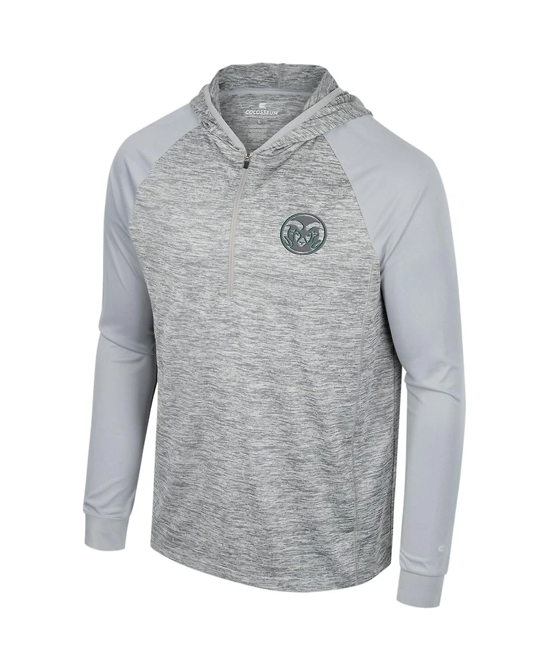 Men's Colosseum Gray Colorado State Rams Cybernetic Raglan Quarter-Zip Hooded Top