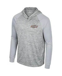 Men's Colosseum Gray Oklahoma State Cowboys Cybernetic Raglan Quarter-Zip Hooded Top