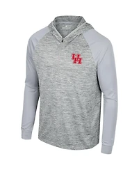 Men's Colosseum Gray Houston Cougars Cybernetic Raglan Quarter-Zip Hooded Top