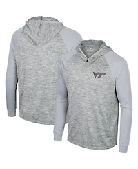 Men's Colosseum Gray Virginia Tech Hokies Cybernetic Raglan Quarter-Zip Hooded Top