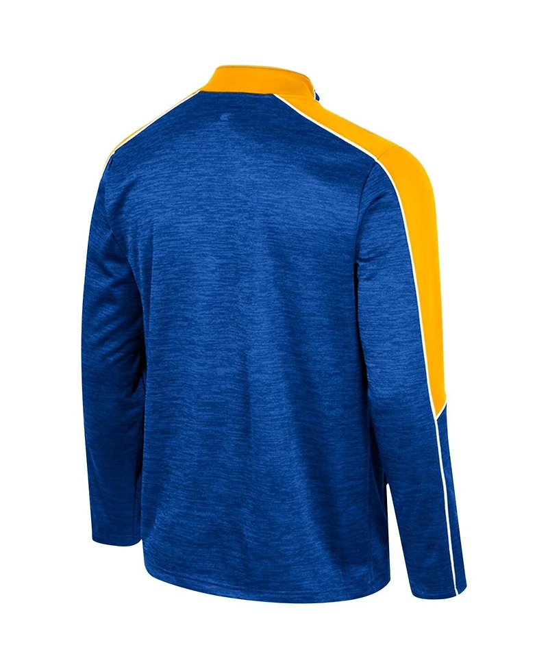 Men's Colosseum Royal Pitt Panthers Marled Half-Zip Jacket