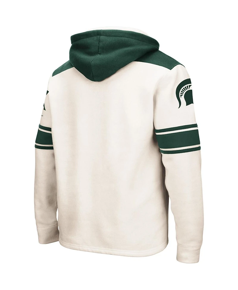 Men's Colosseum Cream Michigan State Spartans 2.0 Lace-Up Pullover Hoodie