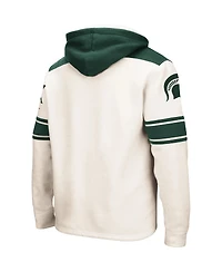 Men's Colosseum Cream Michigan State Spartans 2.0 Lace-Up Pullover Hoodie