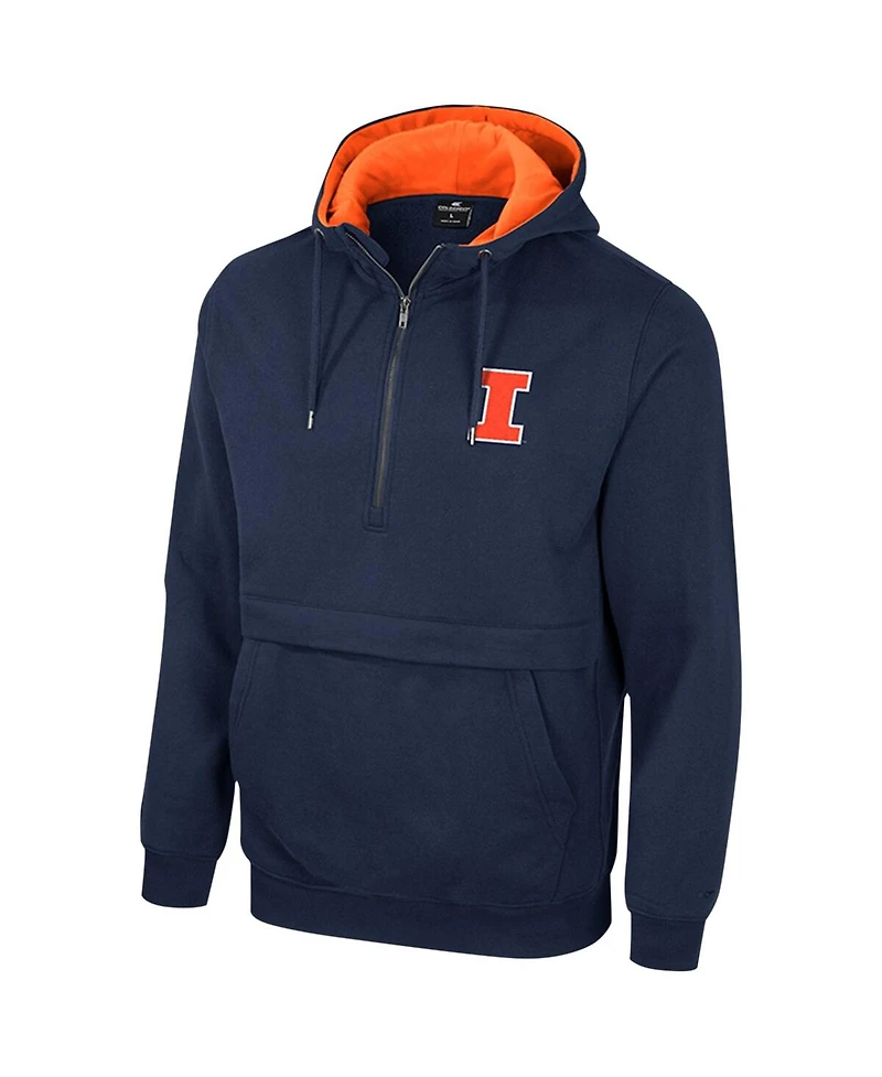 Men's Colosseum Navy Illinois Fighting Illini Half-Zip Hoodie
