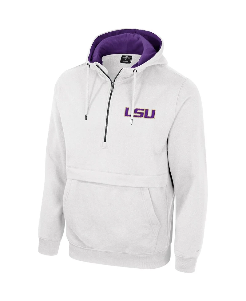 Men's Colosseum White Lsu Tigers Half-Zip Hoodie
