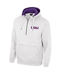 Men's Colosseum White Lsu Tigers Half-Zip Hoodie