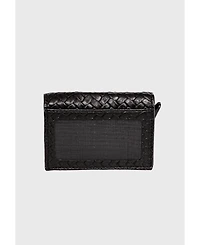 Men's Genuine Leather Weave Pattern Trifold Card Holder