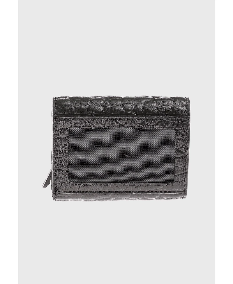 Furniq Uk Men's Genuine Leather Elephant Pattern Snap Closure Wallet & Card Holder