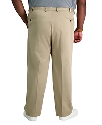 Haggar Men's Big & Tall Premium No Iron Khaki Classic-Fit Pleated Hidden Expandable Waistband Pants