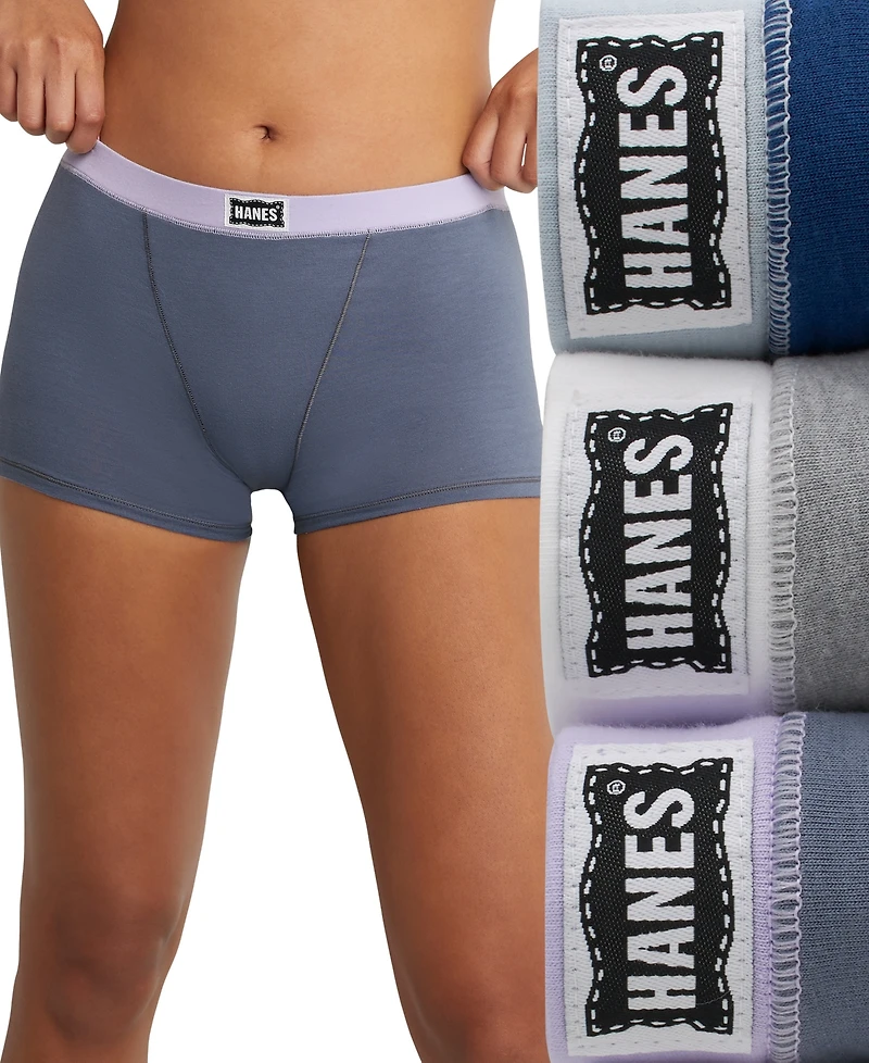 Hanes Women's 3-Pk. Originals Ultimate Boxer Brief Underwear 45VOBB