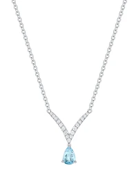 Santa Maria Aquamarine (3/8 ct. t.w.) & Diamond (1/6 ct. t.w.) V 17" Pendant Necklace in 14k White Gold