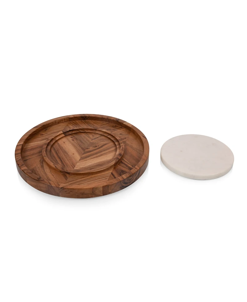 Toscana Isla Appetizer Serving Tray with Marble Cheeseboard Insert