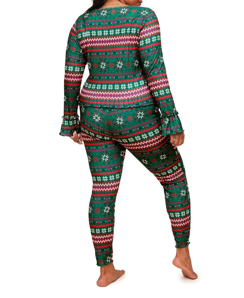 Audra Women's Plus-Size Pajama Long Sleeve Top & Legging Set