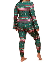 Audra Women's Plus-Size Pajama Long Sleeve Top & Legging Set