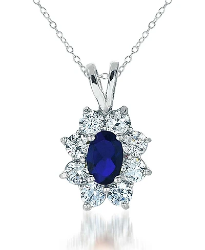 Sterling Silver Flower Shape Cubic Zirconia Drop Pendant