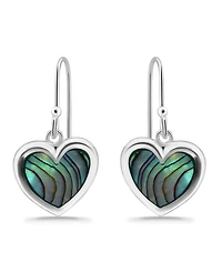 Macy's Abalone Inlay Heart Drop Earrings