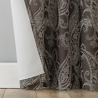Pedra Paisley Embroidery 100% Blackout Back Tab Curtain Panel