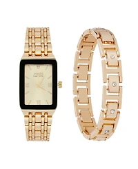 Jones New York Men's Analog Shiny Gold-Tone Metal Watch 31mm Bracelet Gift Set