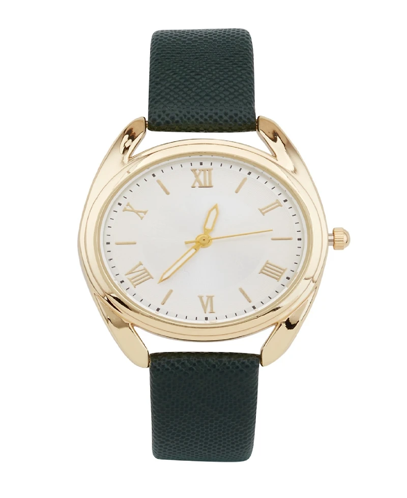 Jessica Carlyle Women's Analog Green Polyurethane Leather Strap Plain Watch 32mm