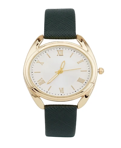 Jessica Carlyle Women's Analog Green Polyurethane Leather Strap Plain Watch 32mm