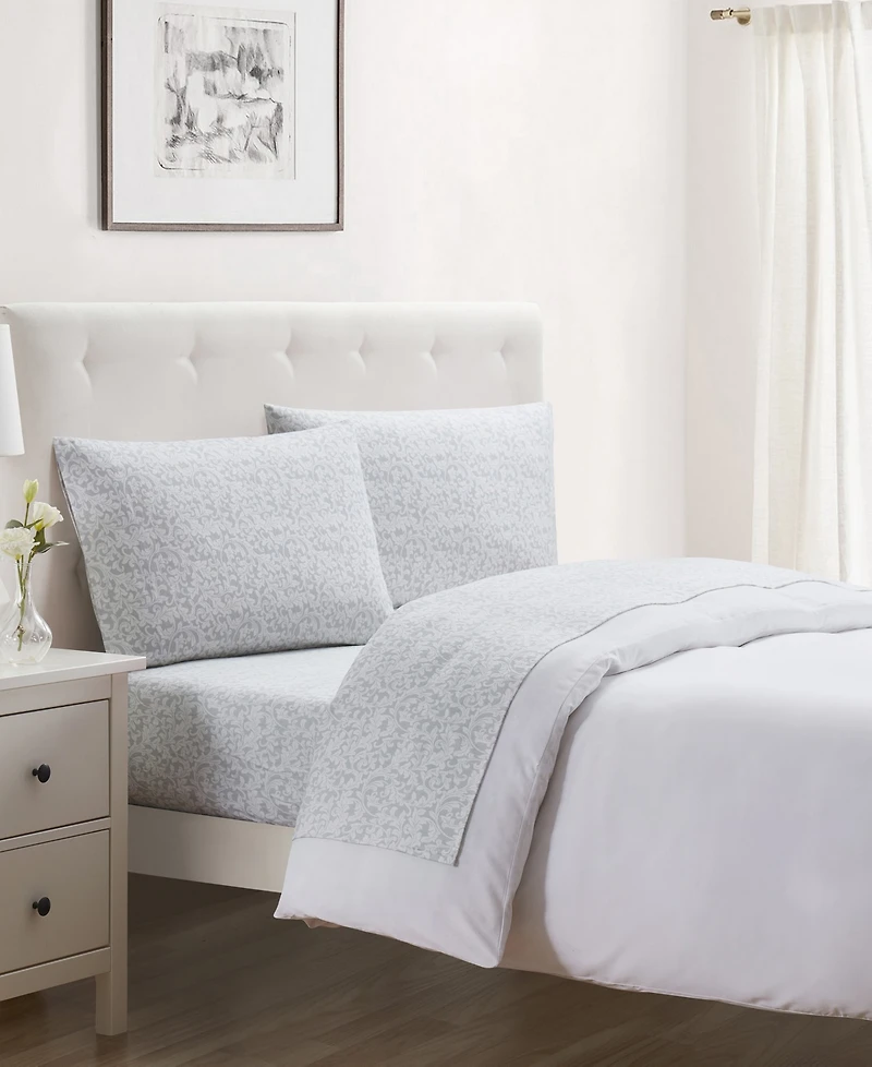 Tahari Home Scroll 100% Cotton Flannel 4-Pc. Sheet Set, Full
