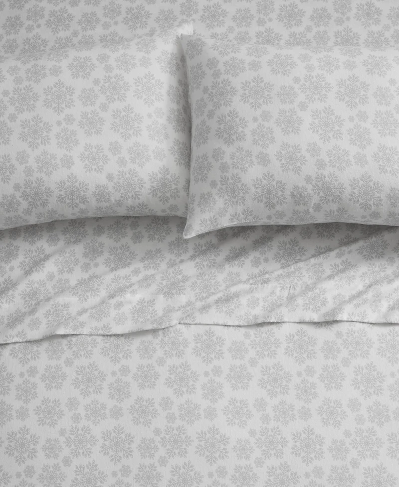 Tahari Home Snowflake 100% Cotton Flannel 4-Pc. Sheet Set, Full