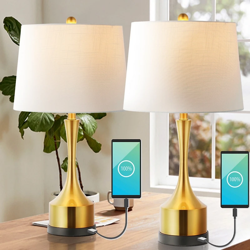 Cooper Classic French Country Iron Led Table Lamp with Usb Charging Port (Set of 2)