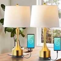 Cooper Classic French Country Iron Led Table Lamp with Usb Charging Port (Set of 2)