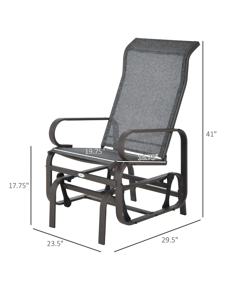 Outsunny Gliding Lounger Chair, Outdoor Swinging Chair with Smooth Rocking Arms and Lightweight Construction for Patio Backyard