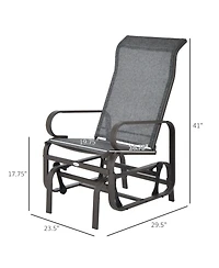 Outsunny Gliding Lounger Chair, Outdoor Swinging Chair with Smooth Rocking Arms and Lightweight Construction for Patio Backyard
