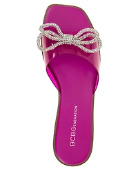 BCBGeneration Women's Laffi Rhinestone Bow Slide Sandals