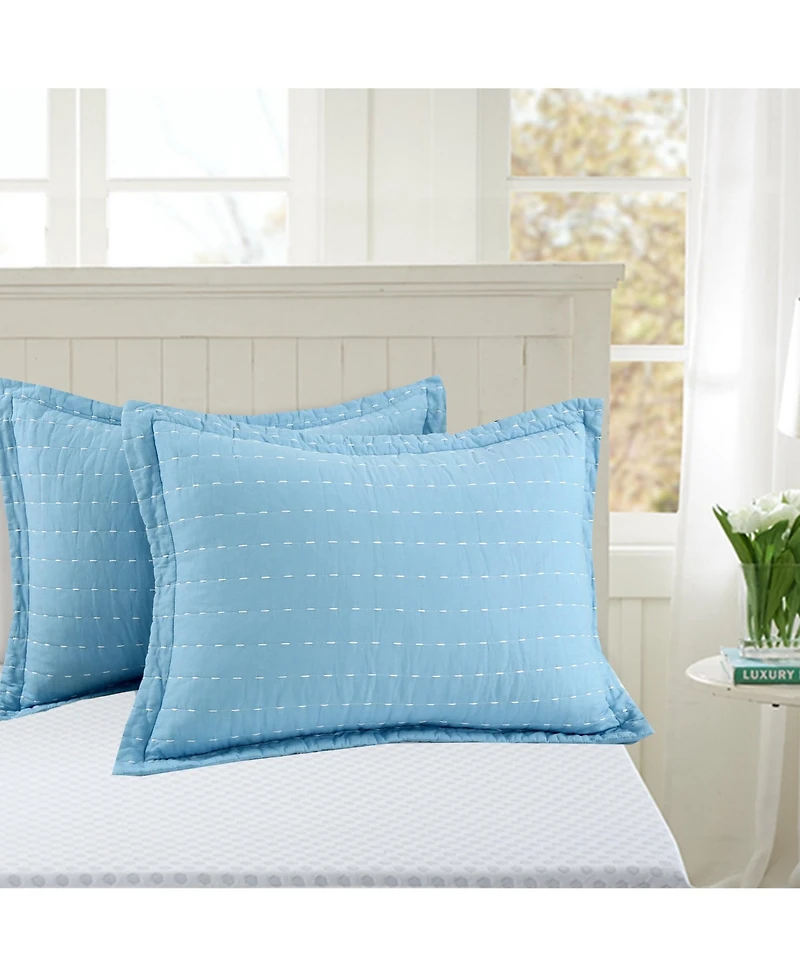 MarCielo 3 Pcs 100% Cotton Oversized Bedspread Set Stitching