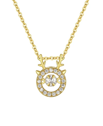 Macy's Cubic Zirconia Round Reindeer Pendant Necklace