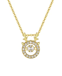 Macy's Cubic Zirconia Round Reindeer Pendant Necklace