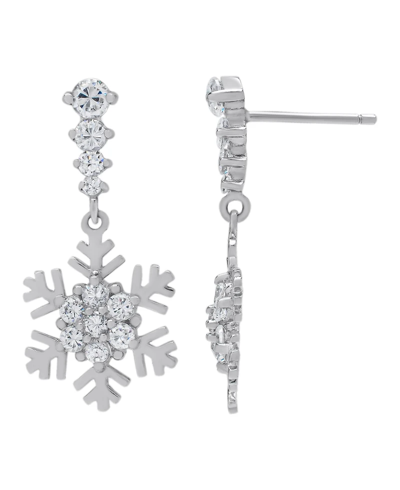 Macy's Cubic Zirconia Snowflake Drop Earrings