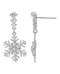 Macy's Cubic Zirconia Snowflake Drop Earrings