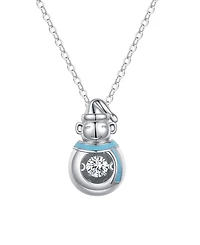 Macy's Cubic Zirconia Enamel Snowman Pendant Necklace