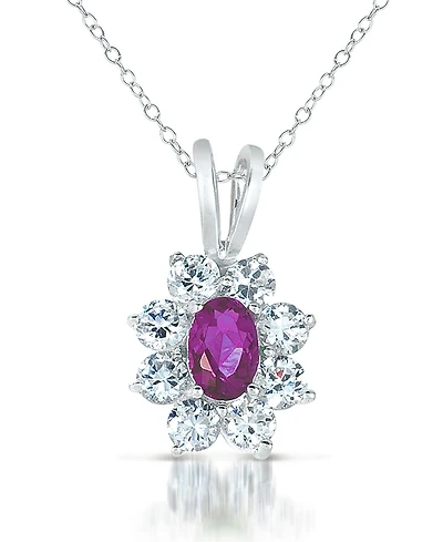 Sterling Silver Flower Shape Cubic Zirconia Drop Pendant