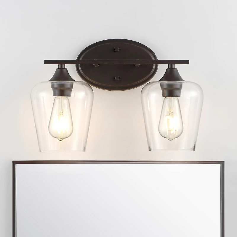 Jayne Iron/Glass Cottage Rustic Led Vanity Light