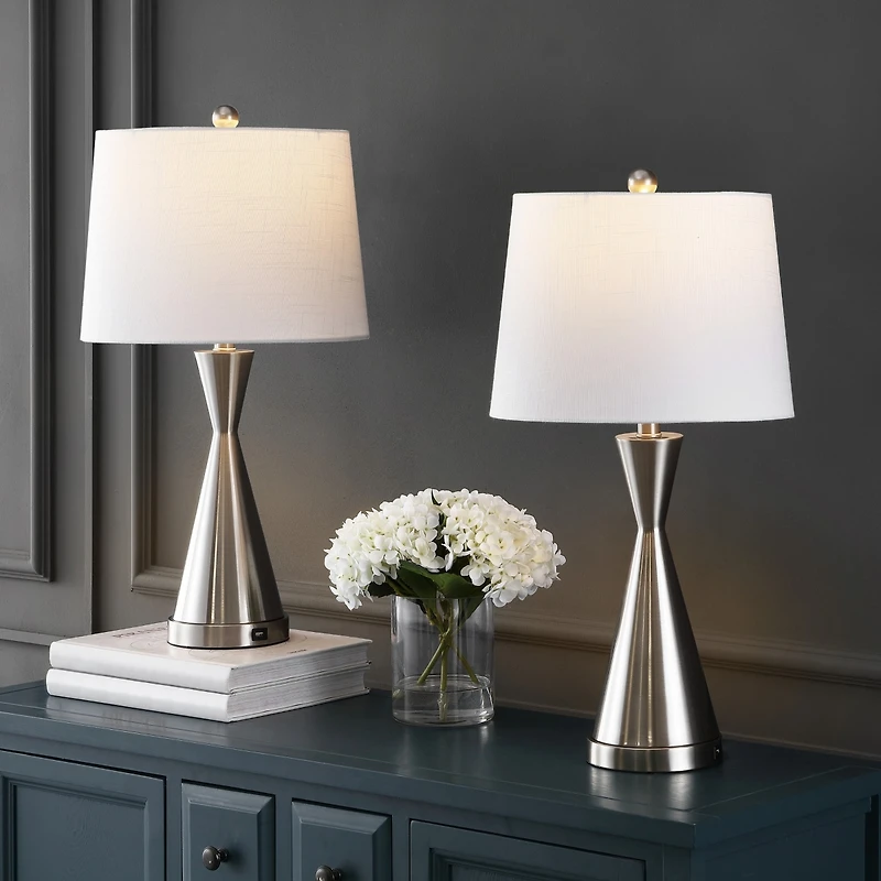 Jonathan Y Colton Classic French Country Iron Led Table Lamp with Usb Charging Port (Set of 2)