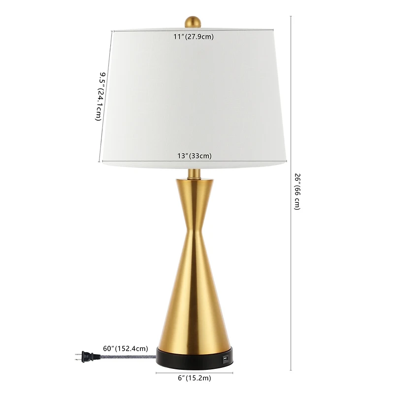 Jonathan Y Colton Classic French Country Iron Led Table Lamp with Usb Charging Port (Set of 2)